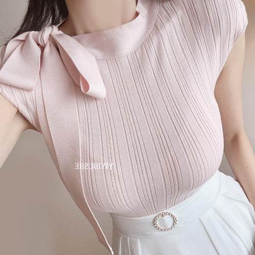 51STUDIO自制ZH610精致可人儿~甜美半高领飘带帽袖遮肉针织T恤