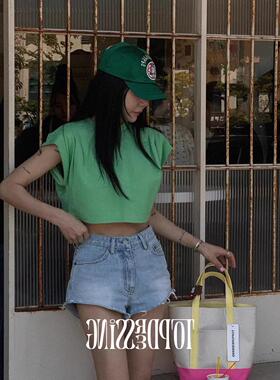 现货~51STUDIO自制夏季款压褶圆领打底上衣050630