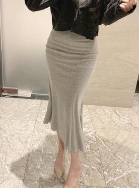 韩国代购正品 YI333优雅气质女人味~显瘦高腰包臀鱼尾半身裙se