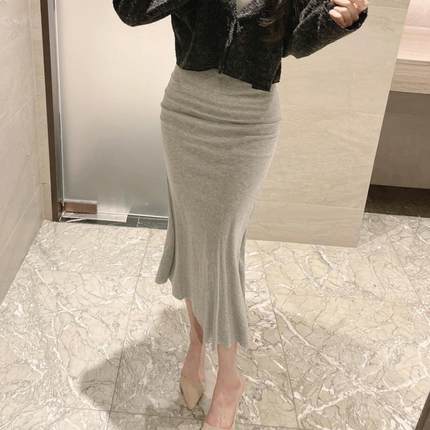 韩国代购正品 YI333优雅气质女人味~显瘦高腰包臀鱼尾半身裙se