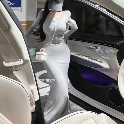 当天发 51STUDIO自制 GT019女人味鱼尾摆 显身材长袖t恤长裙套装