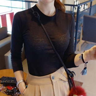 新款 体恤打底衫 韩版 t恤女纯色修身 上衣 紧身性感百搭长袖 2019秋季