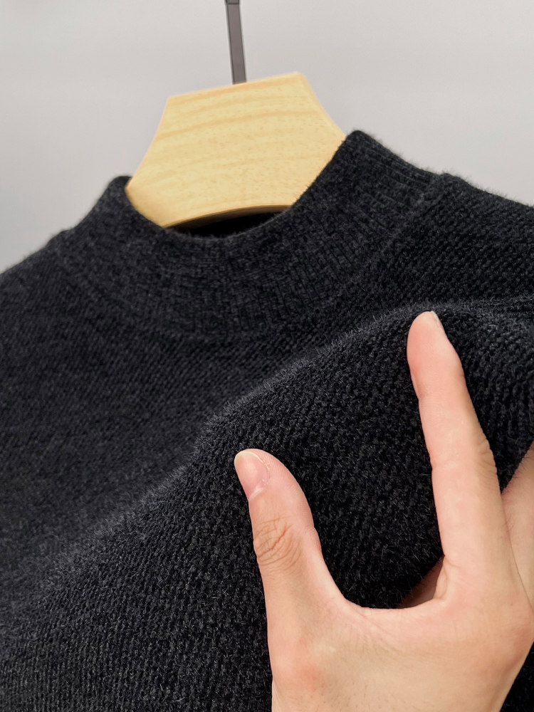MAJE GYLLEN INTEGRATED VELVET COLLAR CHENILLE SWEATER MENS PILE TOP WARM BASE SHIRT WINTER