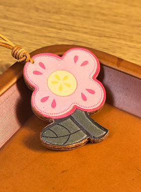 25新款双面真皮挂件国潮高级手工钥匙扣包挂件车挂5250向阳花