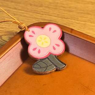 25新款 双面真皮挂件国潮高级手工钥匙扣包挂件车挂5250向阳花