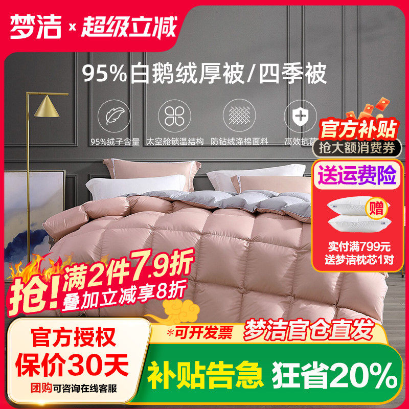 梦洁95%鹅绒鹅毛羽绒被厚被