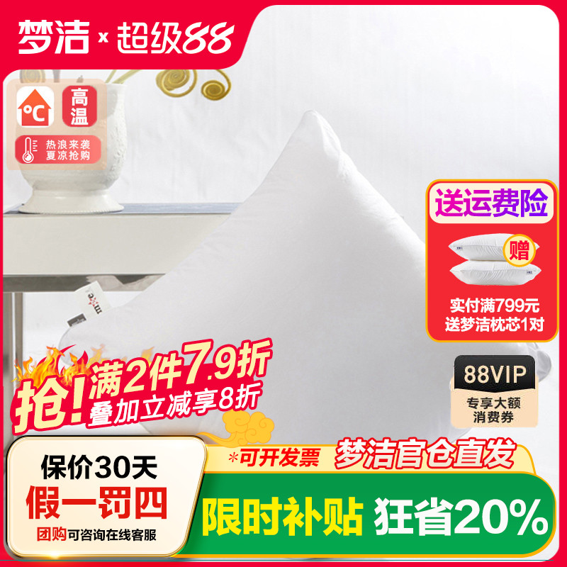 梦洁纯棉靠垫芯/靠枕/大抱枕 四孔纤维梦洁家纺大靠枕芯 65x65cm