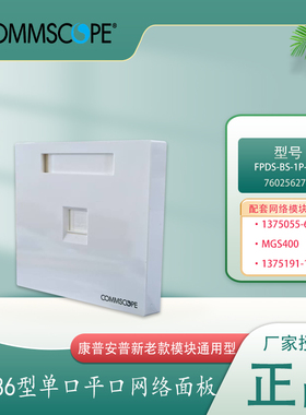 康普AMP安普单孔单口1口平口面板760256272电脑网络RJ45网线插座FPDS-BS-1P-SW/760256272 M10CF 不含模块