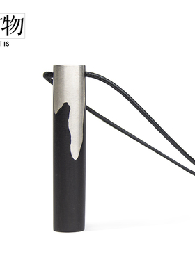 原创手作风黑檀木镶嵌足银项链