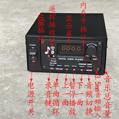 100W带录音功能数字小功放12V24V110V220V2声道迷你床头蓝牙功放