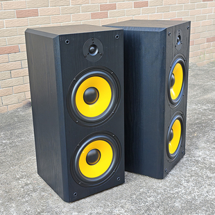 200W双8寸低音客厅家庭影院K歌hifi音箱无源木质三分频落地式音响