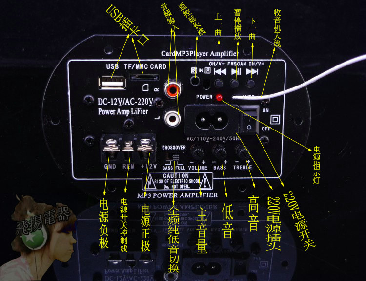 东芝对管大功率车载低音炮 音响主板电路板12v220v内置蓝牙功放板