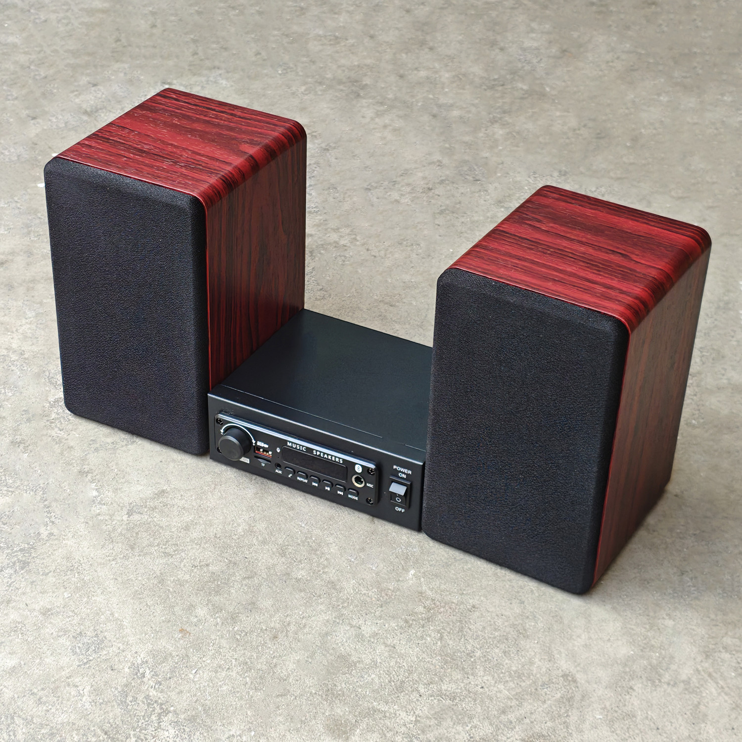 3寸35W套装机书架Hifi音箱木质贴皮2分频无功放音箱桌面高低音箱图片