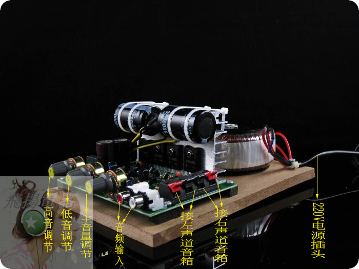 送风扇大电容无噪音大功率环牛/220V功放板.四管功放音箱电脑功放