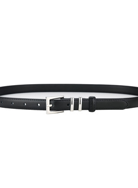 女士皮带细夏季新款百搭真皮时尚腰带饰西装牛仔裤带黑色简约光面