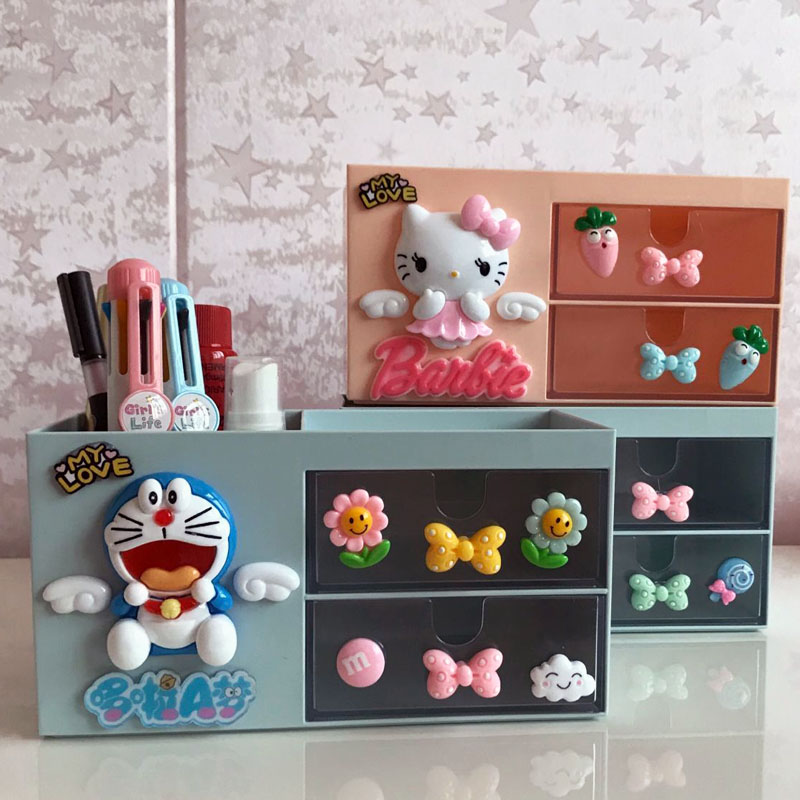 卡通可爱少女笔筒化妆品收纳盒