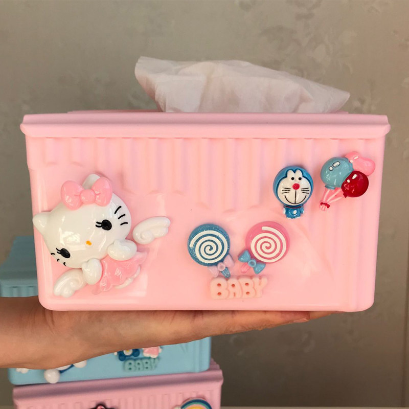 少女心卡通可爱桌面纸巾盒家用儿童客厅卧室卫生间长方形抽纸盒子