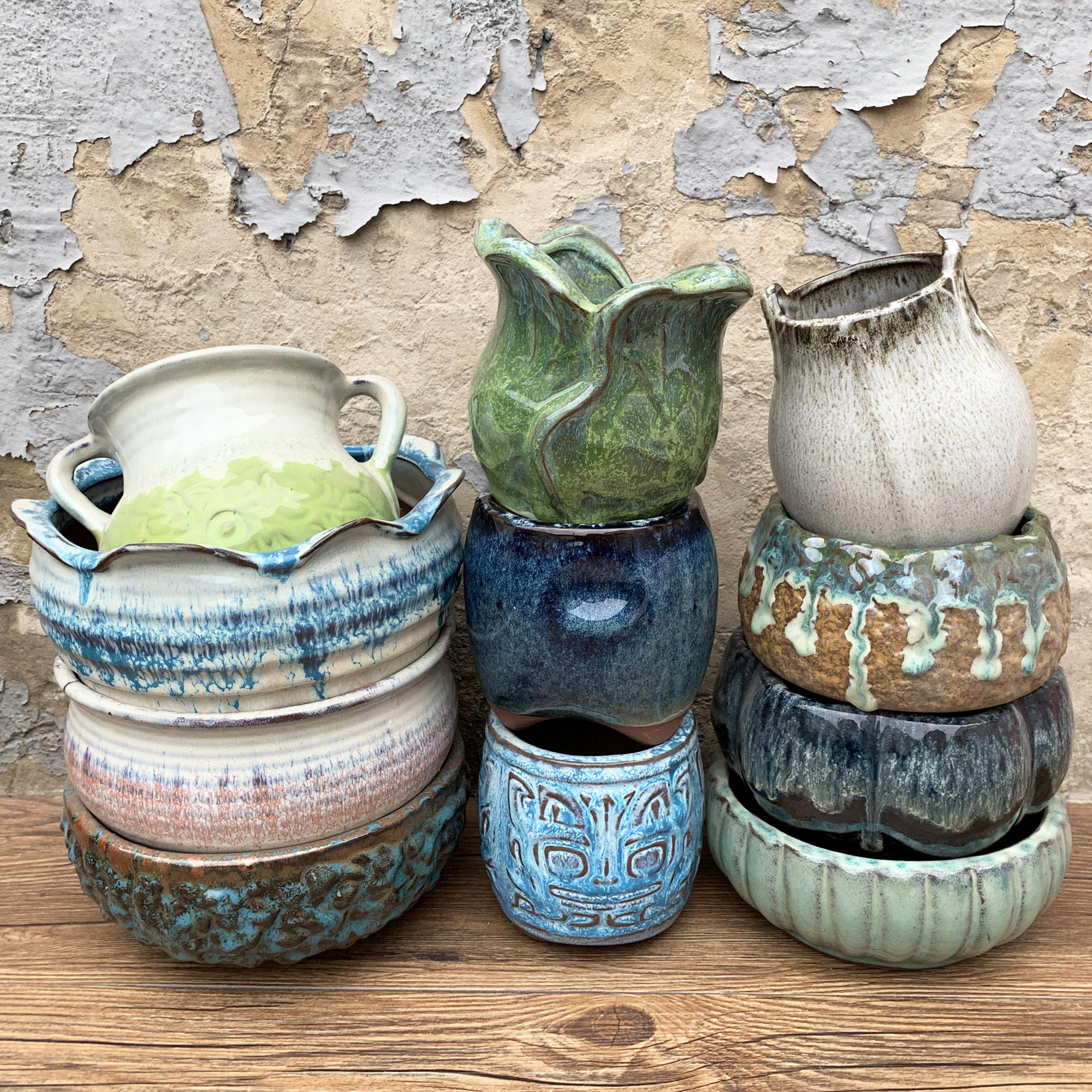 简约异形小罐子透气粗陶多肉花盆