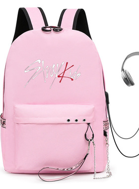 stray kids组合周边同款双肩包书包韩版学生男女大容量USB充电