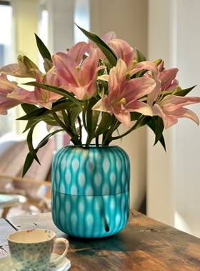 包邮midi定制彩色蓝红绿色外贸艺术欧式出口大花瓶玻璃装饰花器