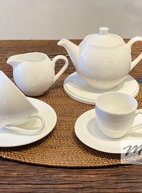 微瑕疵出口航空纯白骨瓷茶壶茶托茶杯浓缩杯奶缸套装