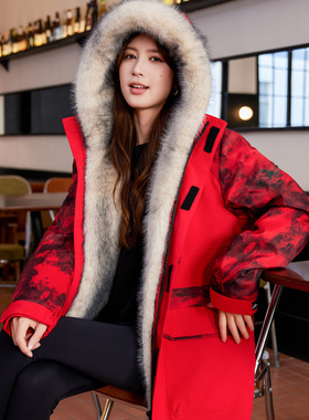 派克服女2025新款爆款中长款貂皮内胆皮草外套可拆卸貂绒大衣冬季