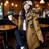 2025新款 派克服女棉衣冬季 貂内胆可拆卸加厚加绒貂皮大衣皮草外套