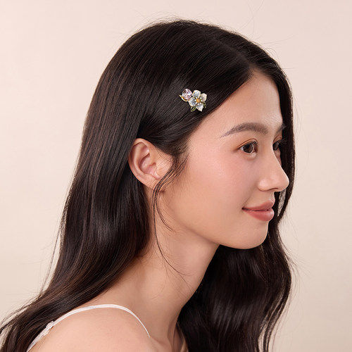 奇美拉边夹女轻奢花朵刘海发夹