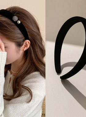 奇美拉黑色高级感赫本风洗脸发箍女绒布约会显脸小头箍发卡头饰