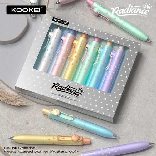KOOKEI中性笔星屿小胖笔韩式波点撞色0.5黑色6支套装礼盒