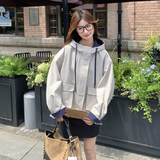 新款米白色撞色宽松外套上衣双色057-9159p165k248，商品下架区，唯尔萱