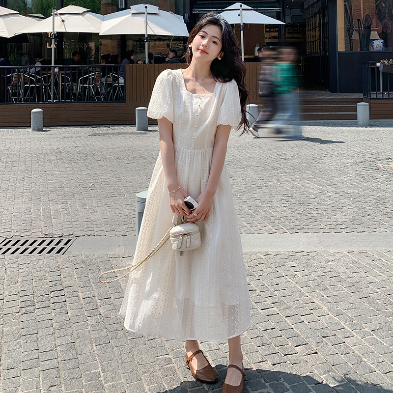 夏装白色法式泡泡袖仙女连衣裙 8805-P115K168图片