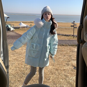 新款 90绒 浅蓝色羽绒服 5877-p315k478图片