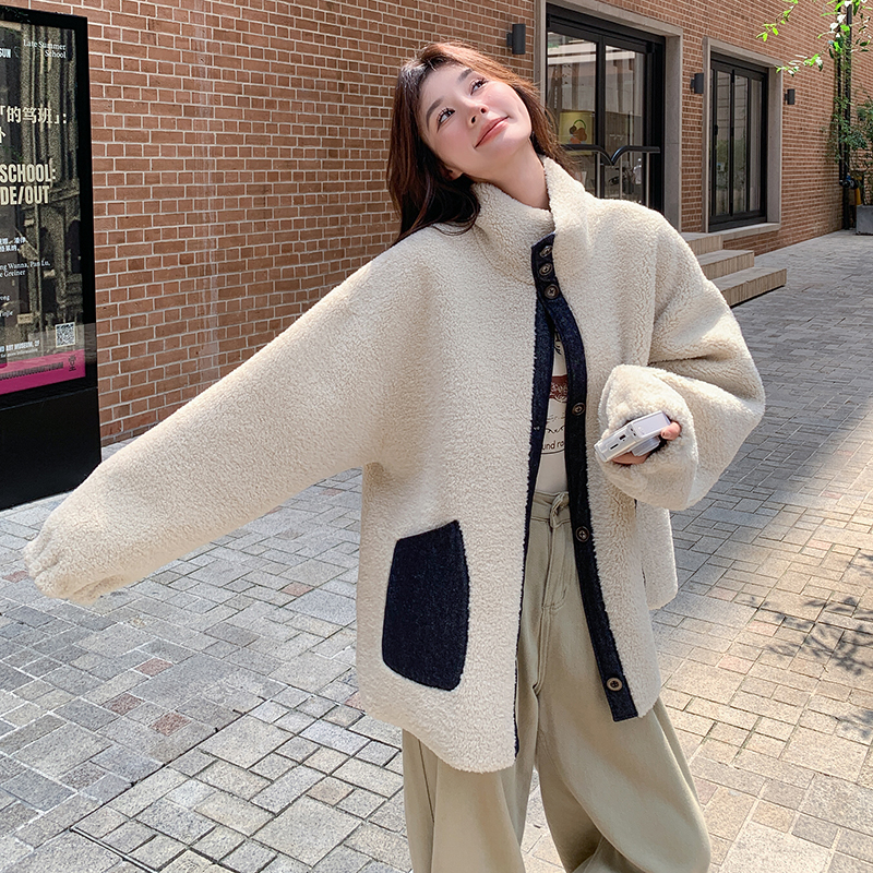 现货皮毛一体羊羔毛外套8828-p190k318，女装短外套，唯尔萱
