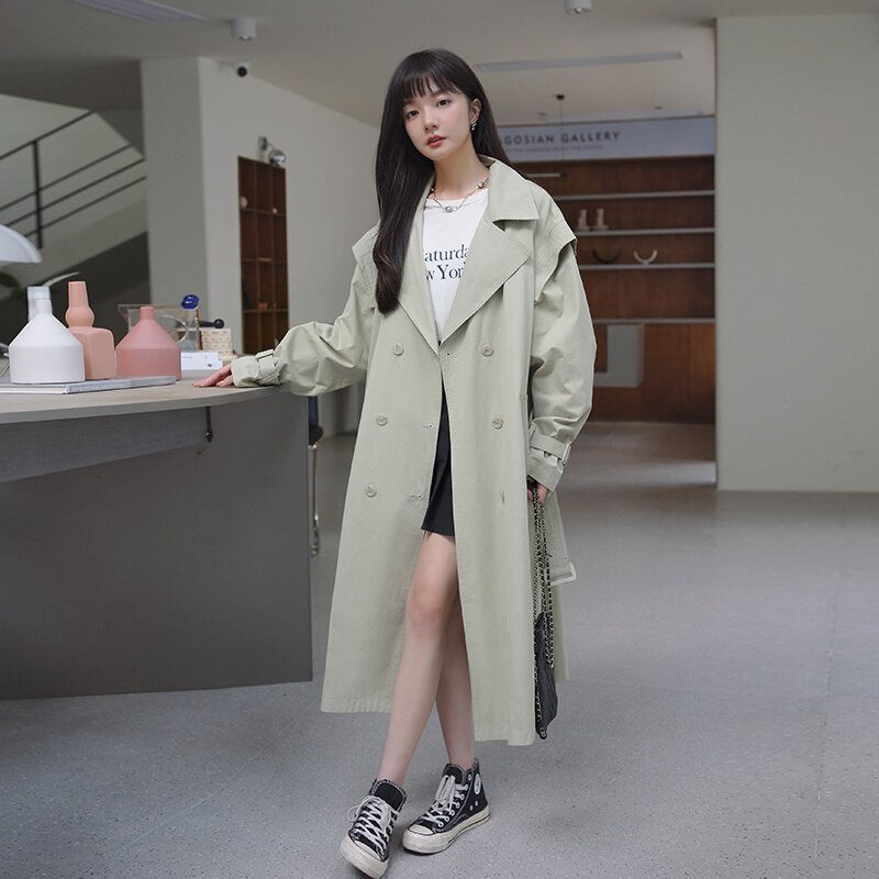 现货秋装豆沙绿风衣057-5839-P155-K238，商品下架区商品下架区，唯尔萱