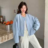 现货袖口撞色蓝色短外套上衣057-9109p130k188，商品下架区，唯尔萱