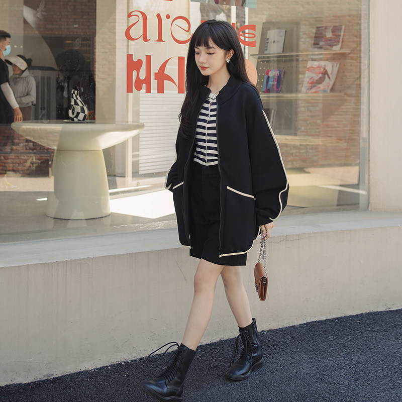 春装黑色包边空气层外套2B080-5852-P120K178,女装短外套,2B080