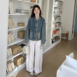 可盐可甜毛边牛仔外套女2025秋季新款复古韩版宽松小个子夹克上衣，商品下架区，唯尔萱