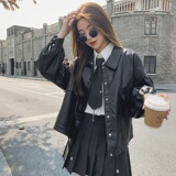 现货春装新款黑色皮衣短外套057-5858-P135-K198，女装皮衣，唯尔萱