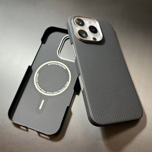 适用苹果iphone17/16/15/14/13promax手机壳保护套日落月升编织凯夫拉碳纤维magsafe磁吸高级超轻薄外壳男士