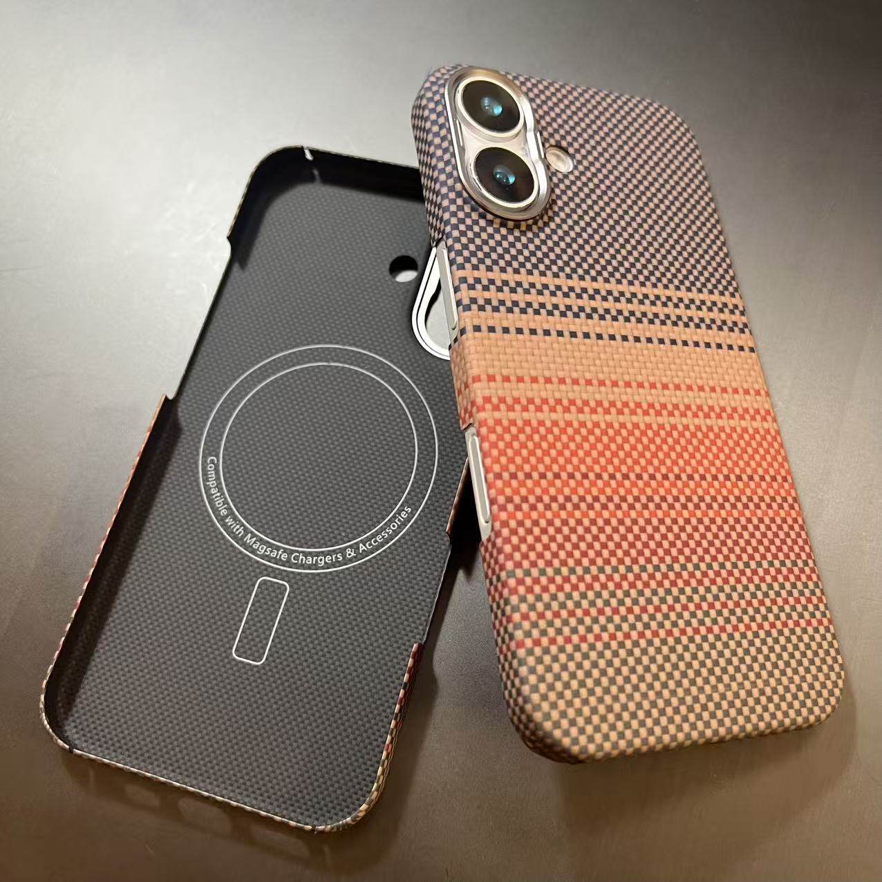 适用新款苹果iphone17/16plus标准款凯夫拉芳纶碳纤维手机壳磁吸超薄高级感16promax超薄编织轻薄外壳保护壳