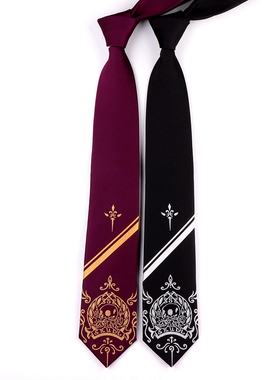 卡萨尼原创学院风JKDK烫金银版刺绣黑色紫红7cm男女学生手打领带