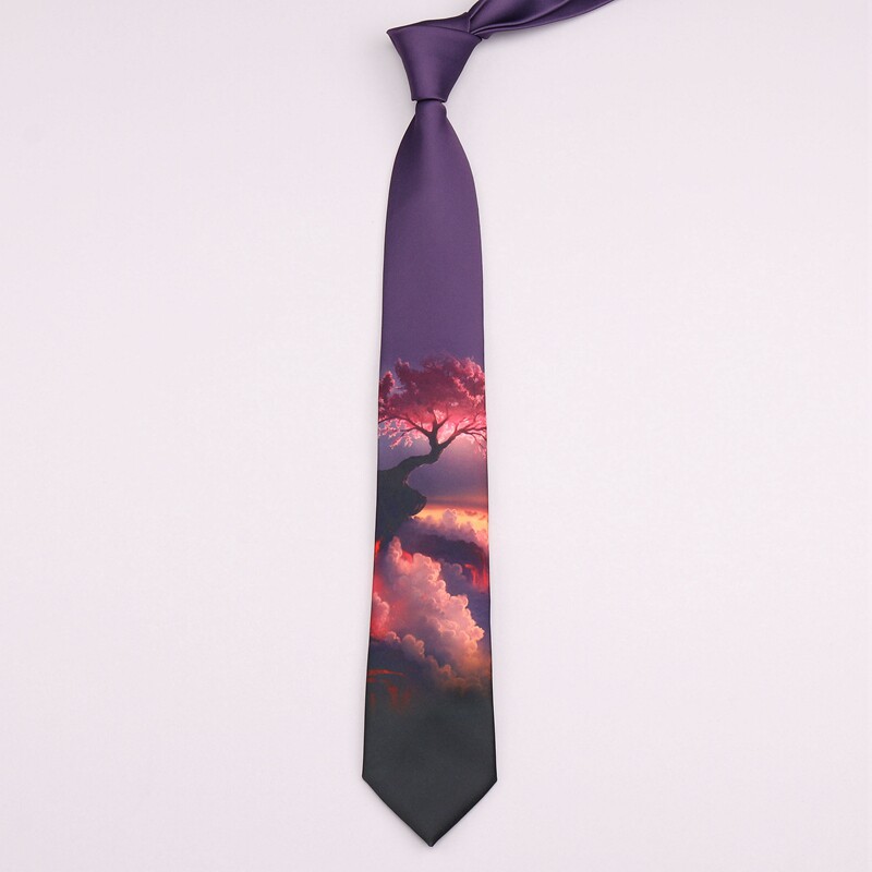 原创设计创意7cm印花领带男女桃花仙境学生文艺潮流休闲个性礼盒