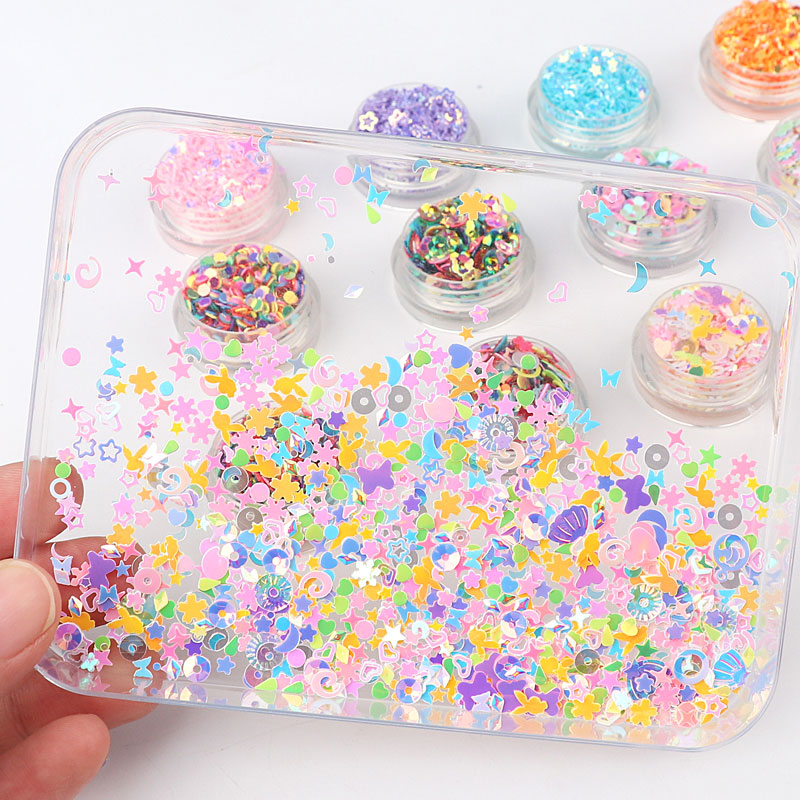 美工装饰珠闪片粉星星儿童彩色球手工diy材料配件填充物小亮片粉