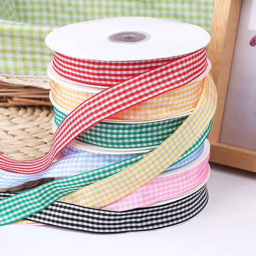 装饰双面丝带2cm烘焙格纹盒子