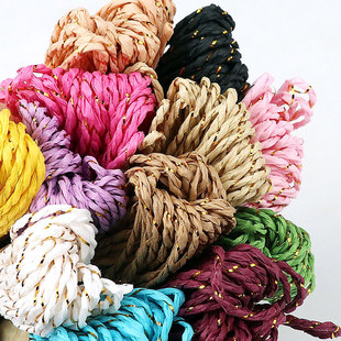 礼物拉菲草绳线绳彩色牛皮纸麻绳皱纹纸藤编织绳2mm手工纸绳装饰