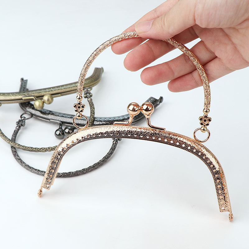 手工编织包包口金手挽配件DIY箱包半圆手提口金 金色银色17cm复古