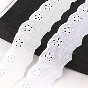 饰辅料 装 4CM棉布刺绣花边布料白色 diy手工裙边领口窗帘床品服装