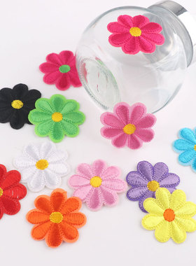 熨烫贴补丁贴 衣服贴 童装配件 布贴 8色彩虹花朵 糖果色小花紫色