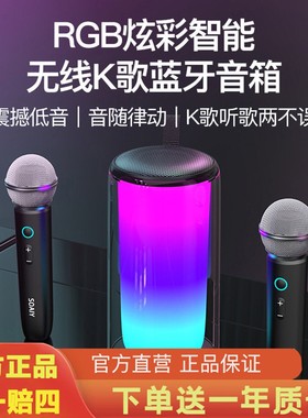 索爱 K69蓝牙音箱K歌家用KTV话筒一体麦克风家庭便携儿童户外音响